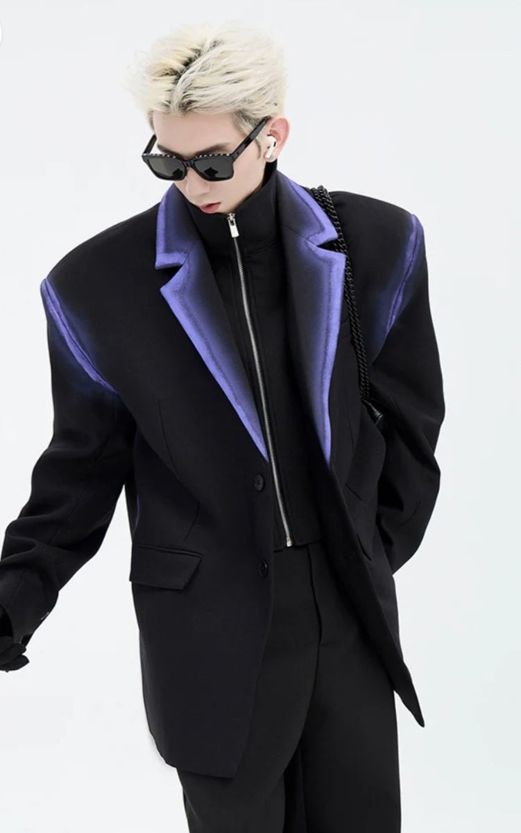 Two-Tone Zipper Blazer Jacket
